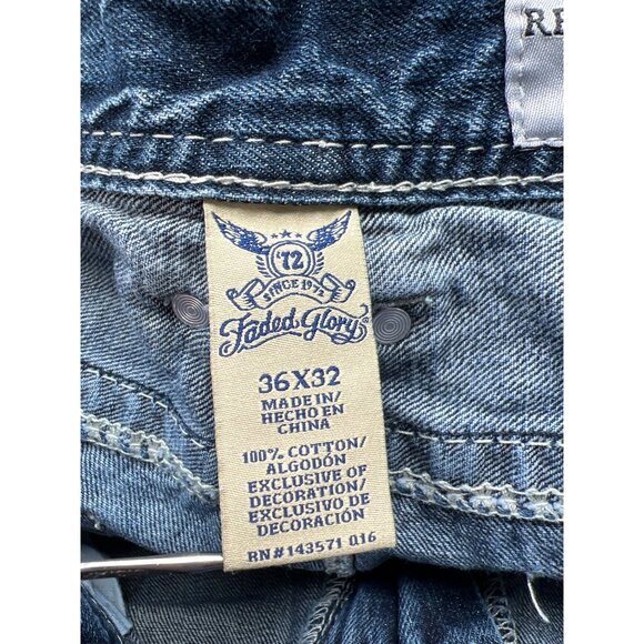 Faded Glory Jeans Size 36x32 Relaxed Straight Dark Wash Authentic Premium Denim - Picture 5 of 8
